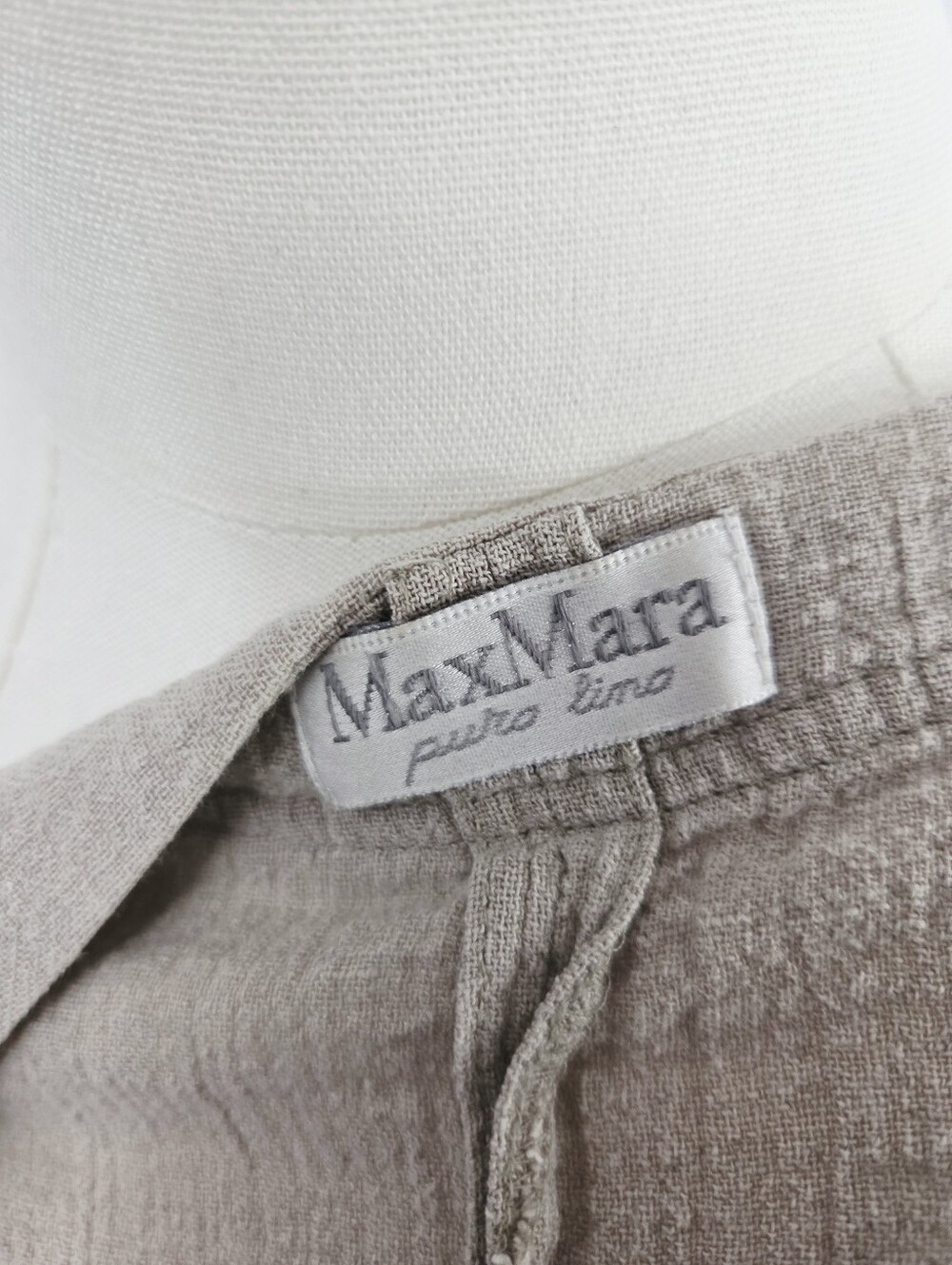 MaxMara Puro Lino Light Beige Old Money Pretty Minimalist Cardigan Size 12 Large - Picture 8 of 11